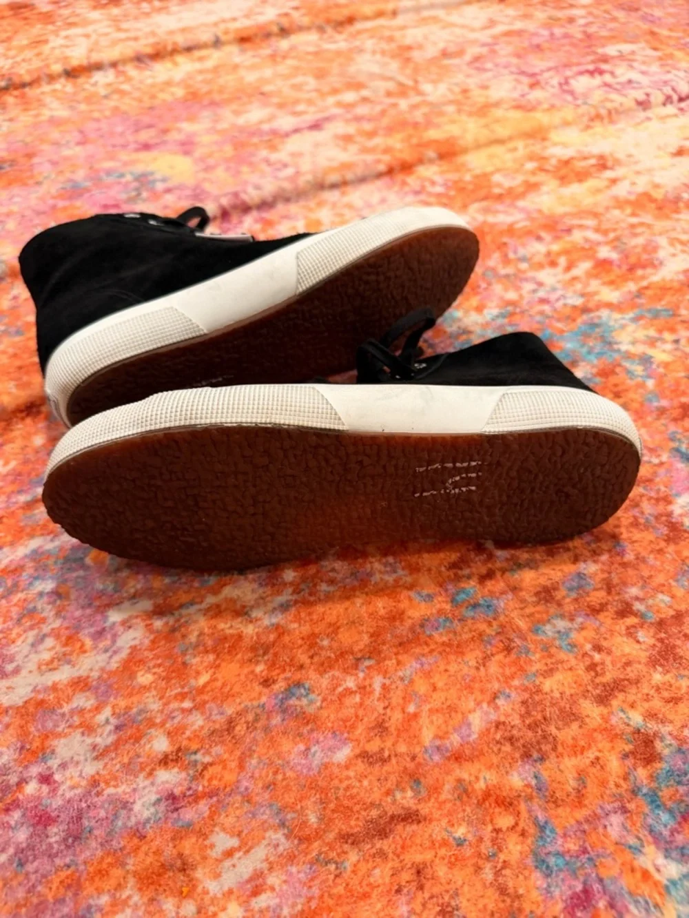 Superga High Top Sneakers Black Suede Shearling Lined Women’s EU 39.5 US 8.5